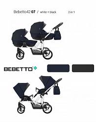Детская коляска для двойни 2 в 1 – Bebetto 42 2017, шасси белая/BIA 07 (Bebetto, WB167_07) - миниатюра